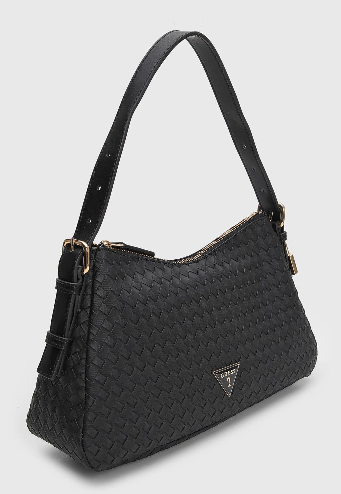 Vista 2 Bolsa Feminina Guess Grande Textura Trançada Preta Guess preto