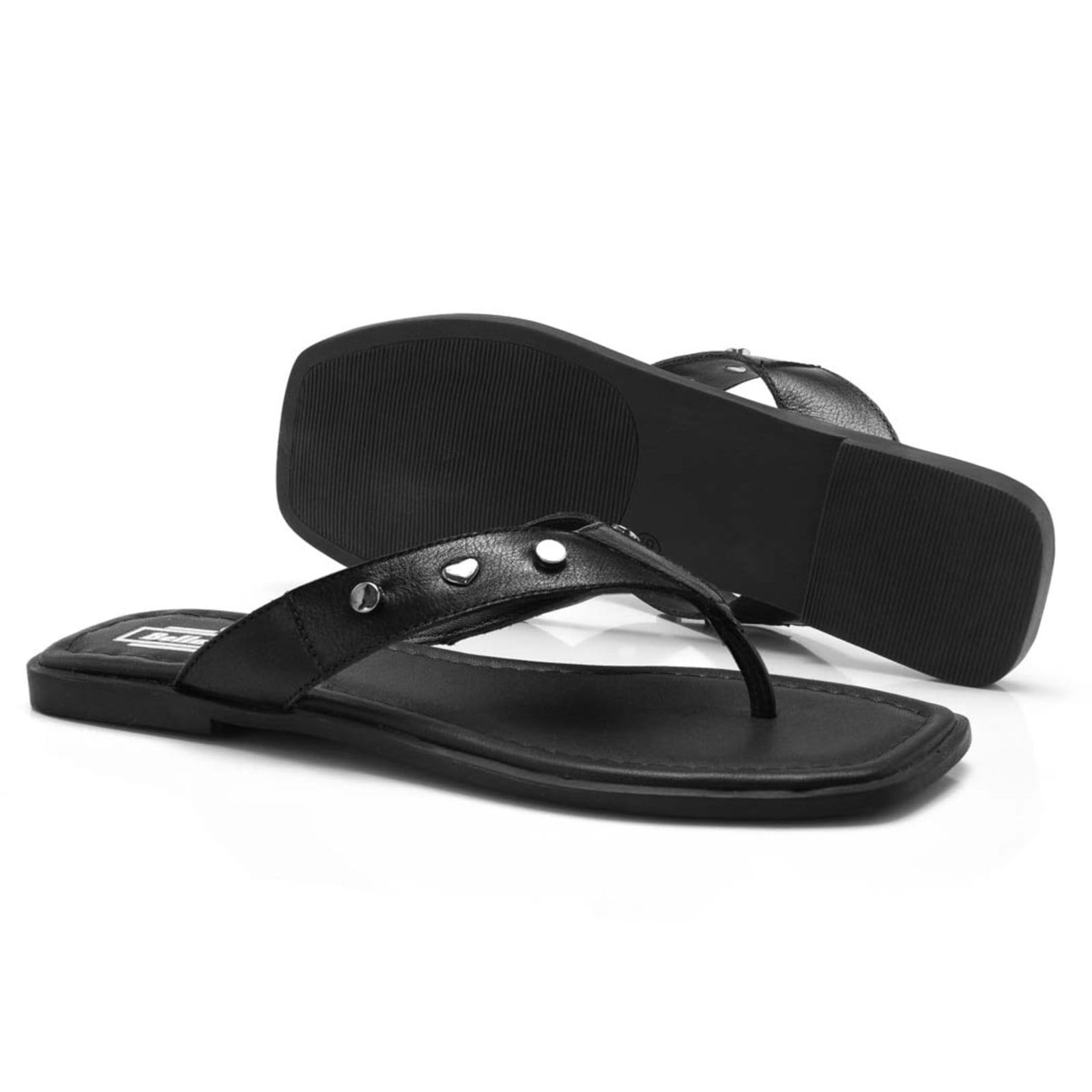 Vista 2 Sandália Em Couro Feminina Bella Nina Chinelo Rasteirinha Maciez Confortável Leveza Modernidade Casual Versátil Passeio Caminhada Dia A Dia Bella Nina preto