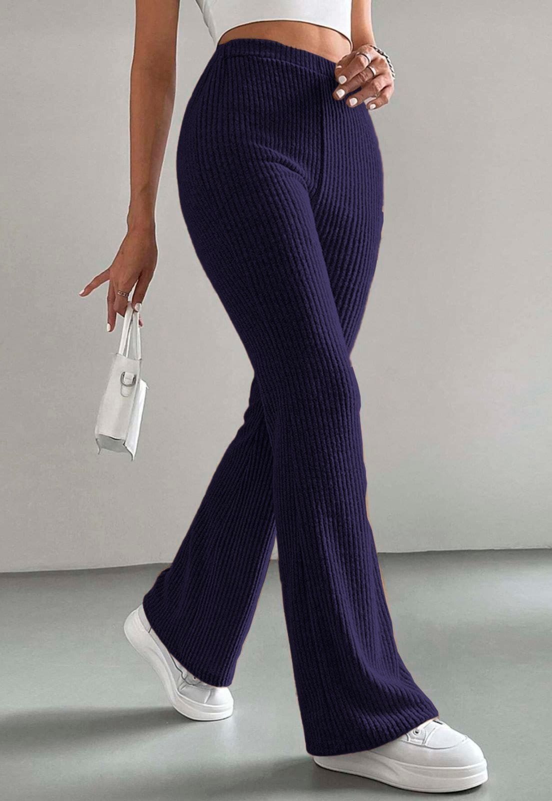 Calça Flare Vekyo Cotelê Veludo Grossa Cós Alto Cintura Alta