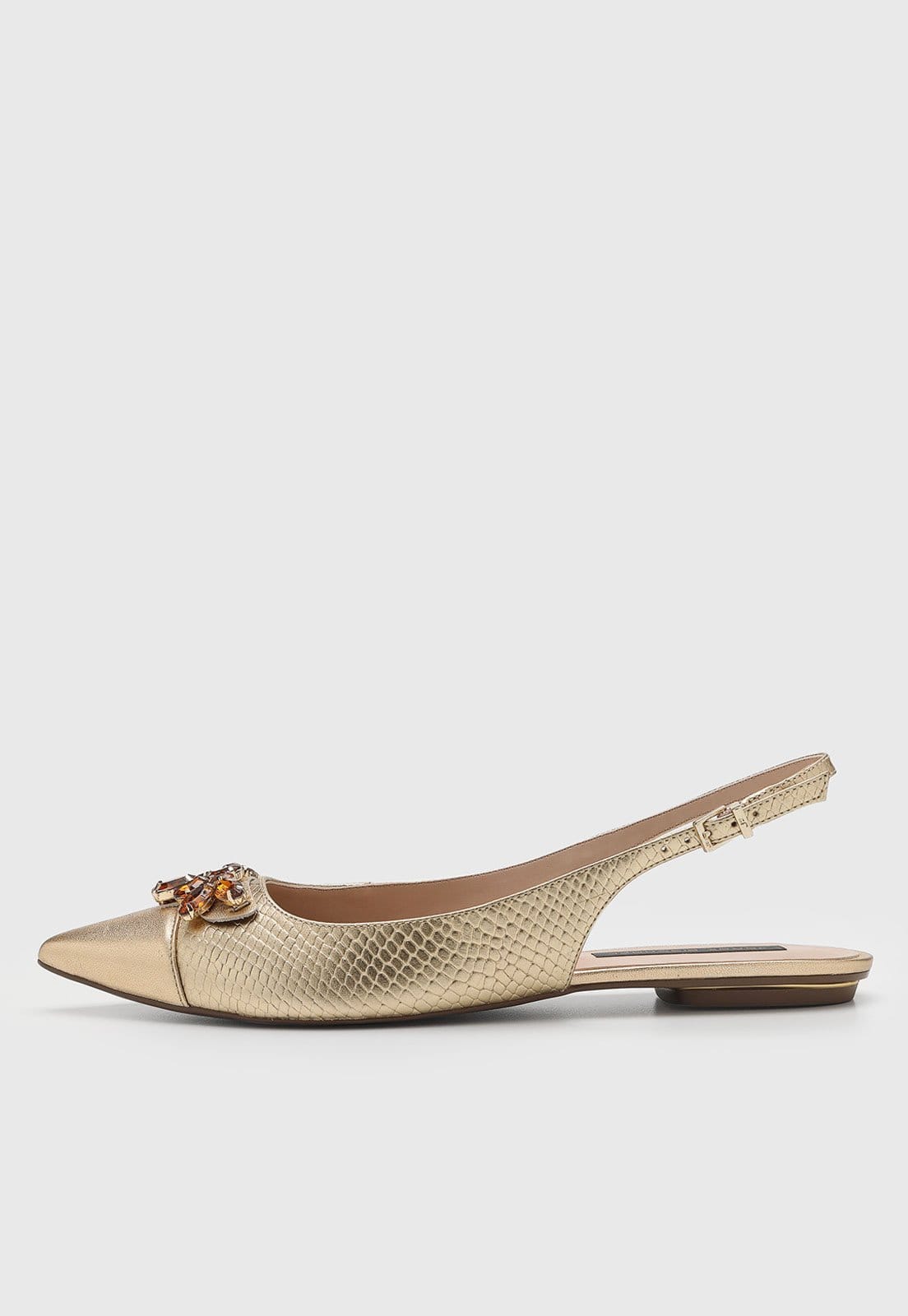 Sapatilha Feminina Jorge Bischoff Slingback Bico Fino Dourada