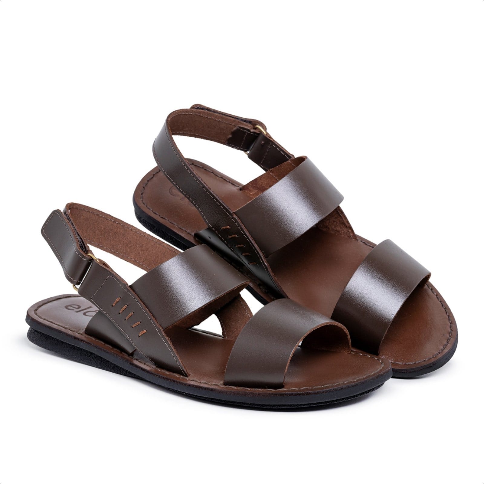 Vista 2 Sandália Masculina Couro Estilosa Ortopédico Ergonômica Ultra Leve Resistente Café FRANCA GRIFFE marrom