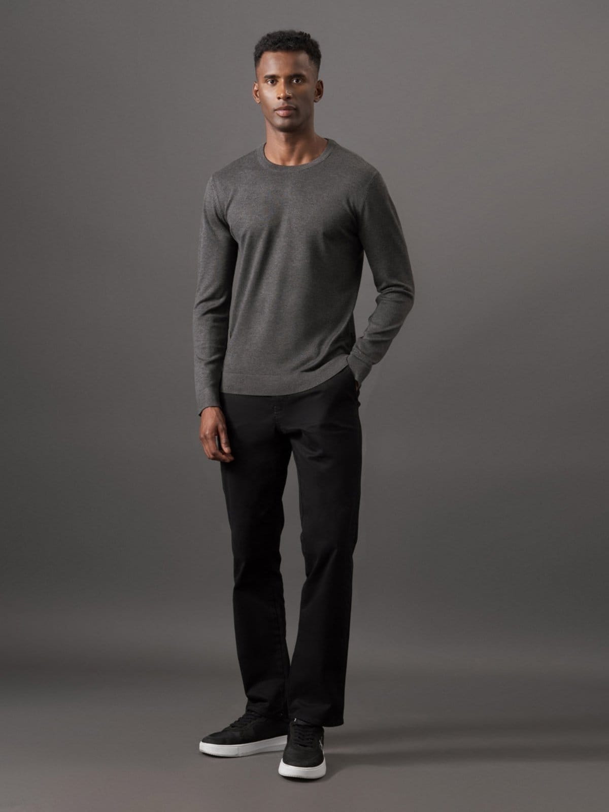 Tricot Masculino Gola Careca Viscose Calvin Klein Jeans - Chumbo - 2