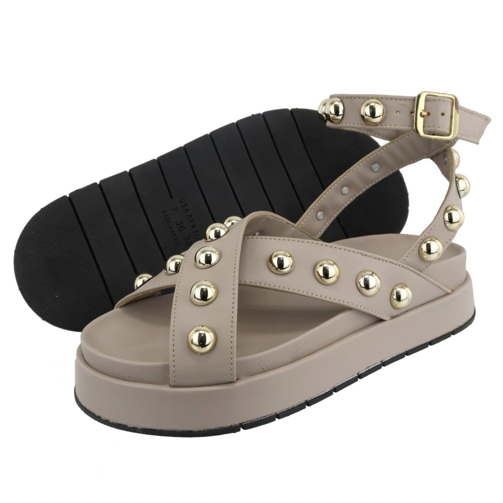 Vista 2 Sandalia Papete Flatform Feminina Bolinhas Off White Sola Alta TELLINI STORE off-white white