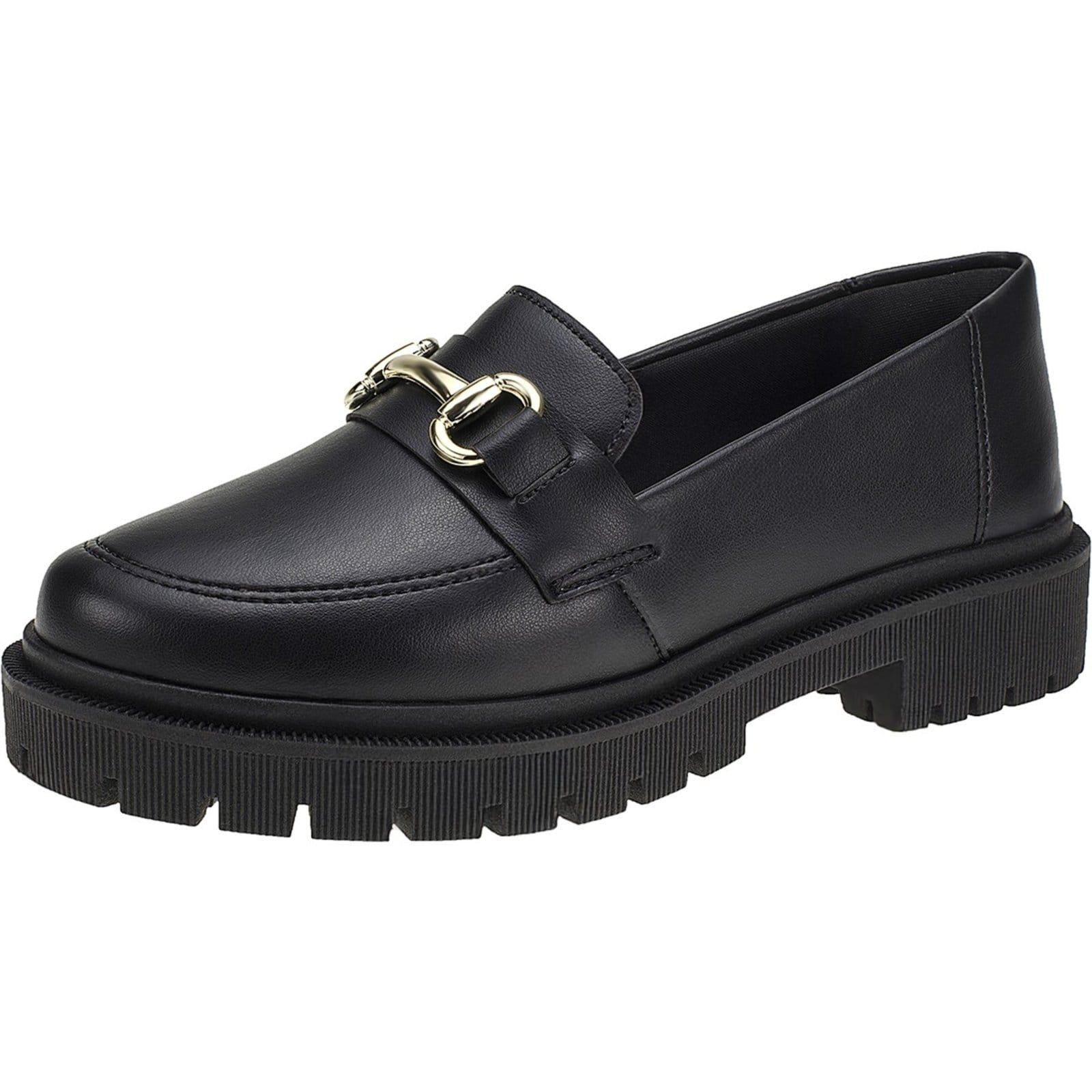 Mocassim Feminino Tratorado Bico Redondo com Enfeite Corrente ABS