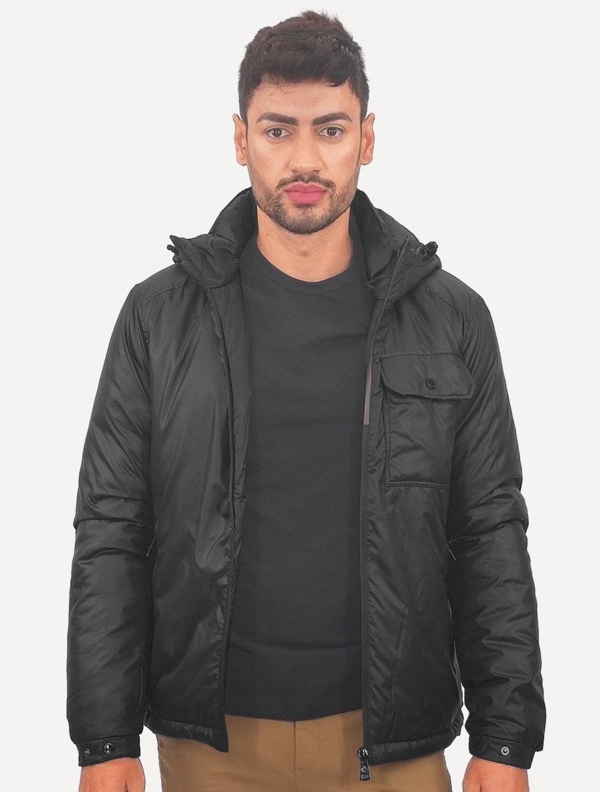 Jaqueta Dudalina Masculina Puffer Nylon WR Preta