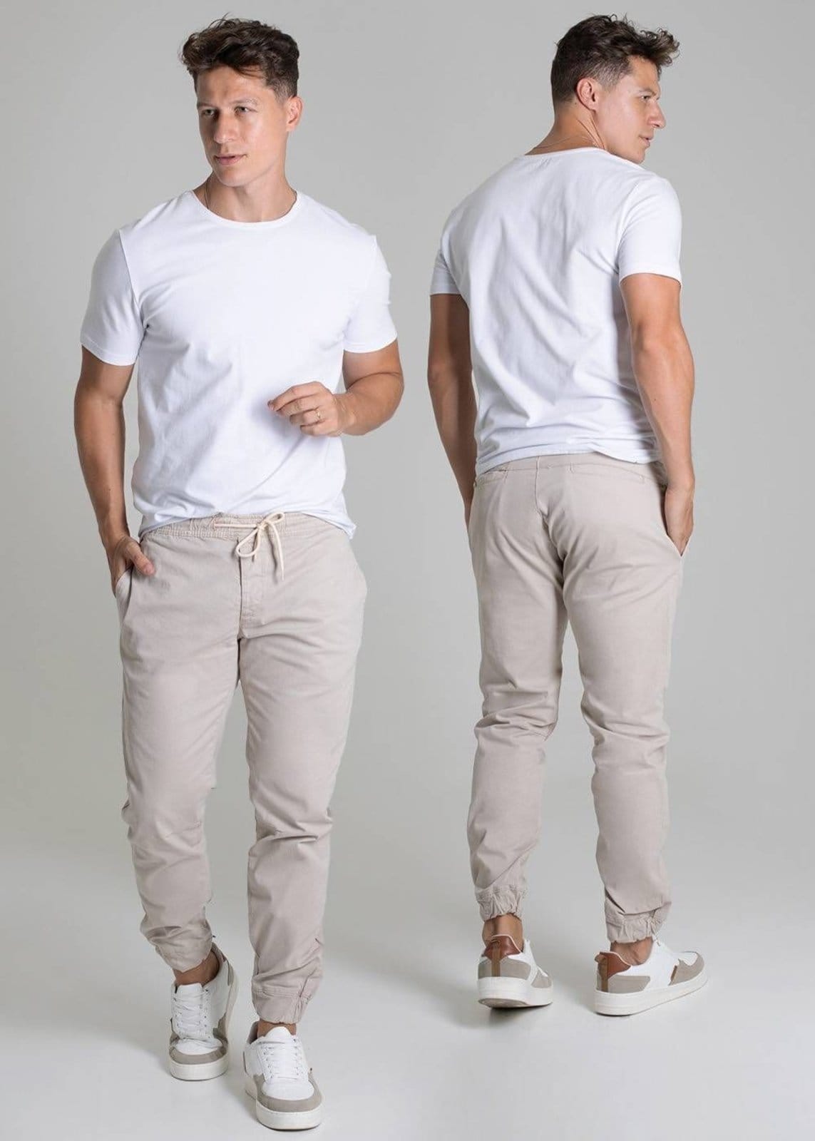 Vista 2 Calça Sarja Sawary Jogger - 279497 Sawary bege