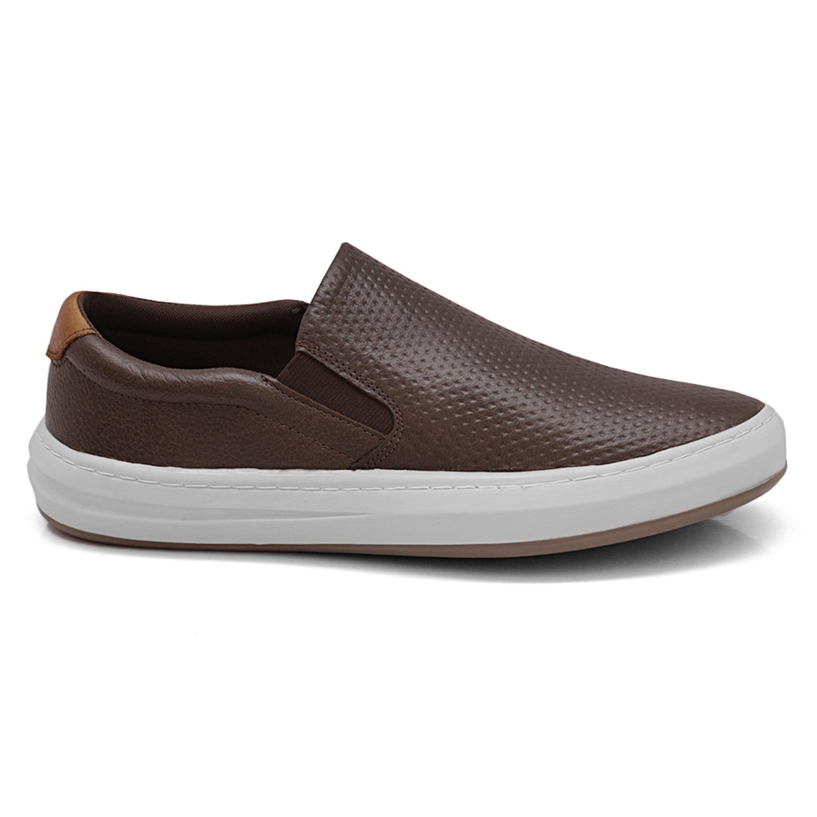 Vista 2 Tênis Slip On Casual De Couro Macio Calce Fácil Sola Caixa Nine4 café/marrom