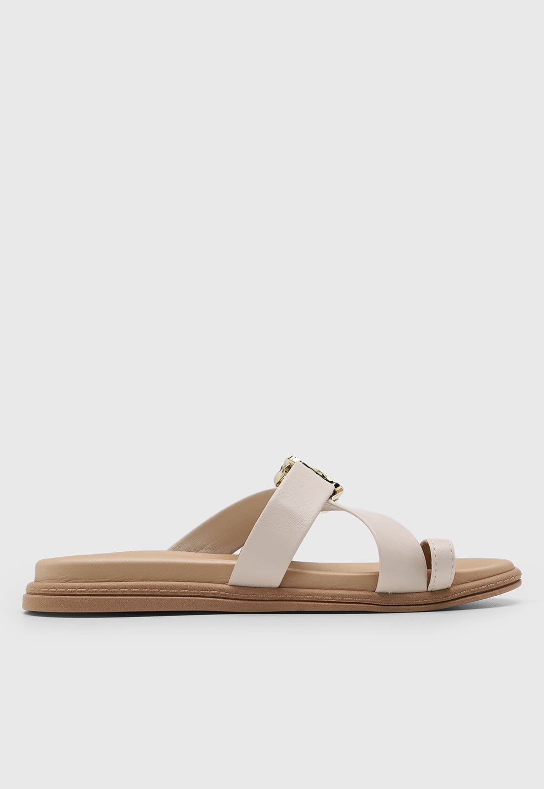 Vista 2 Rasteira Feminina Beira Rio Tira Cruzada Off-White BEIRA RIO off-white white