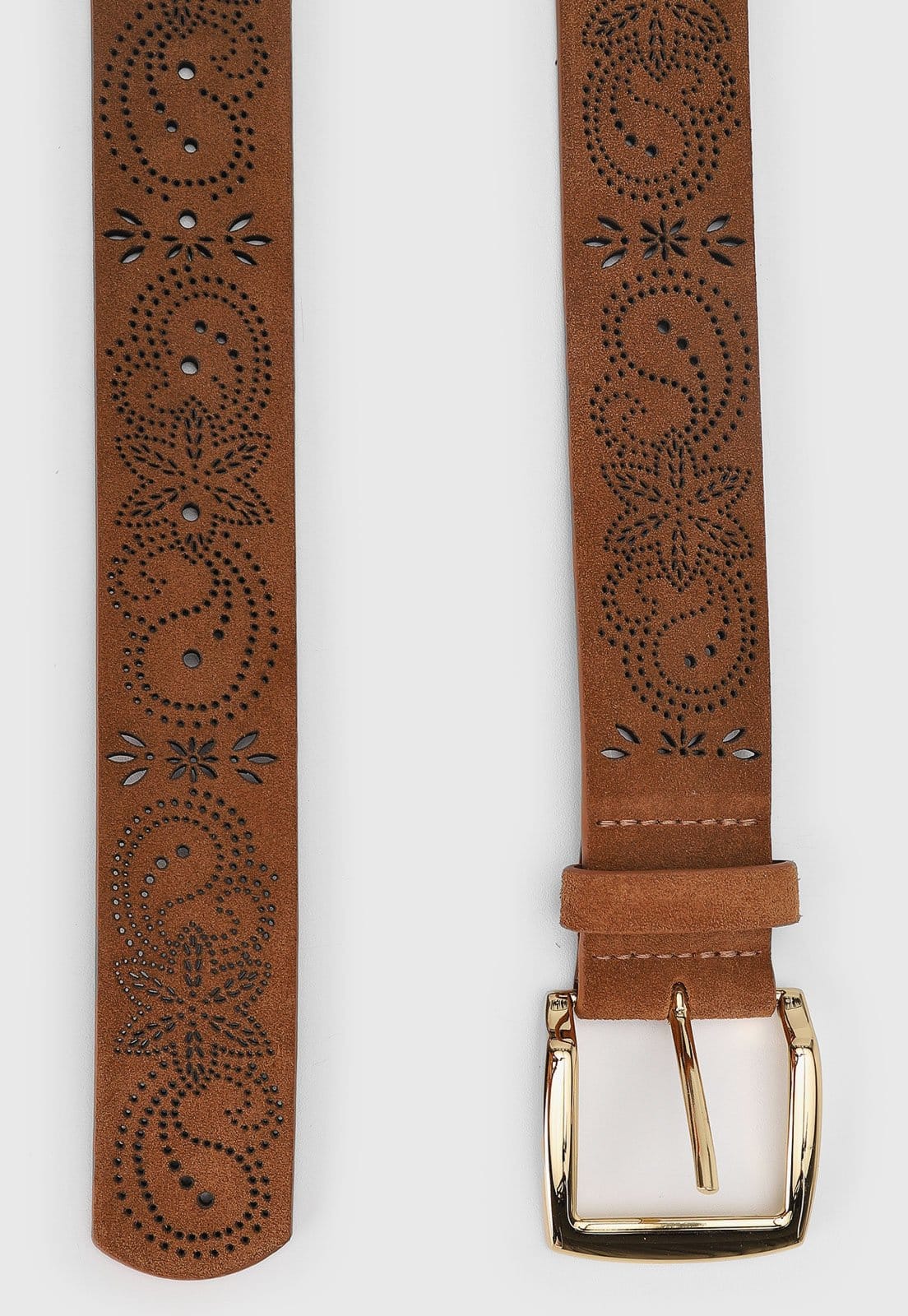 Cinto Feminino Luiza Barcelos Vazado Camurça Caramelo - 2