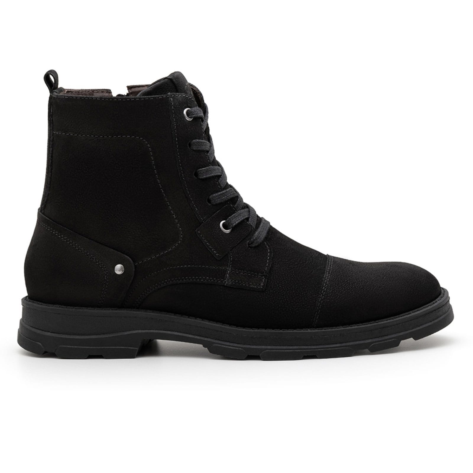 Bota Masculina Casual em Couro com Zíper Lateral e Solado Tratorado - 2