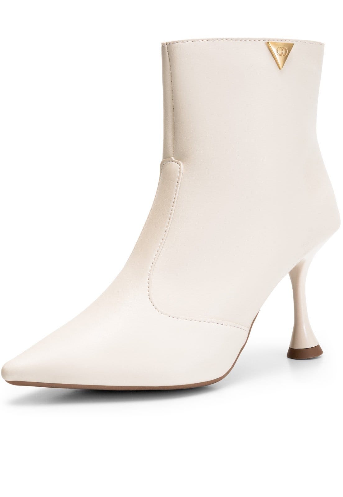 Bota Feminina Lumiss Salto Alto Fino Cano Curto Bico Fino Off White