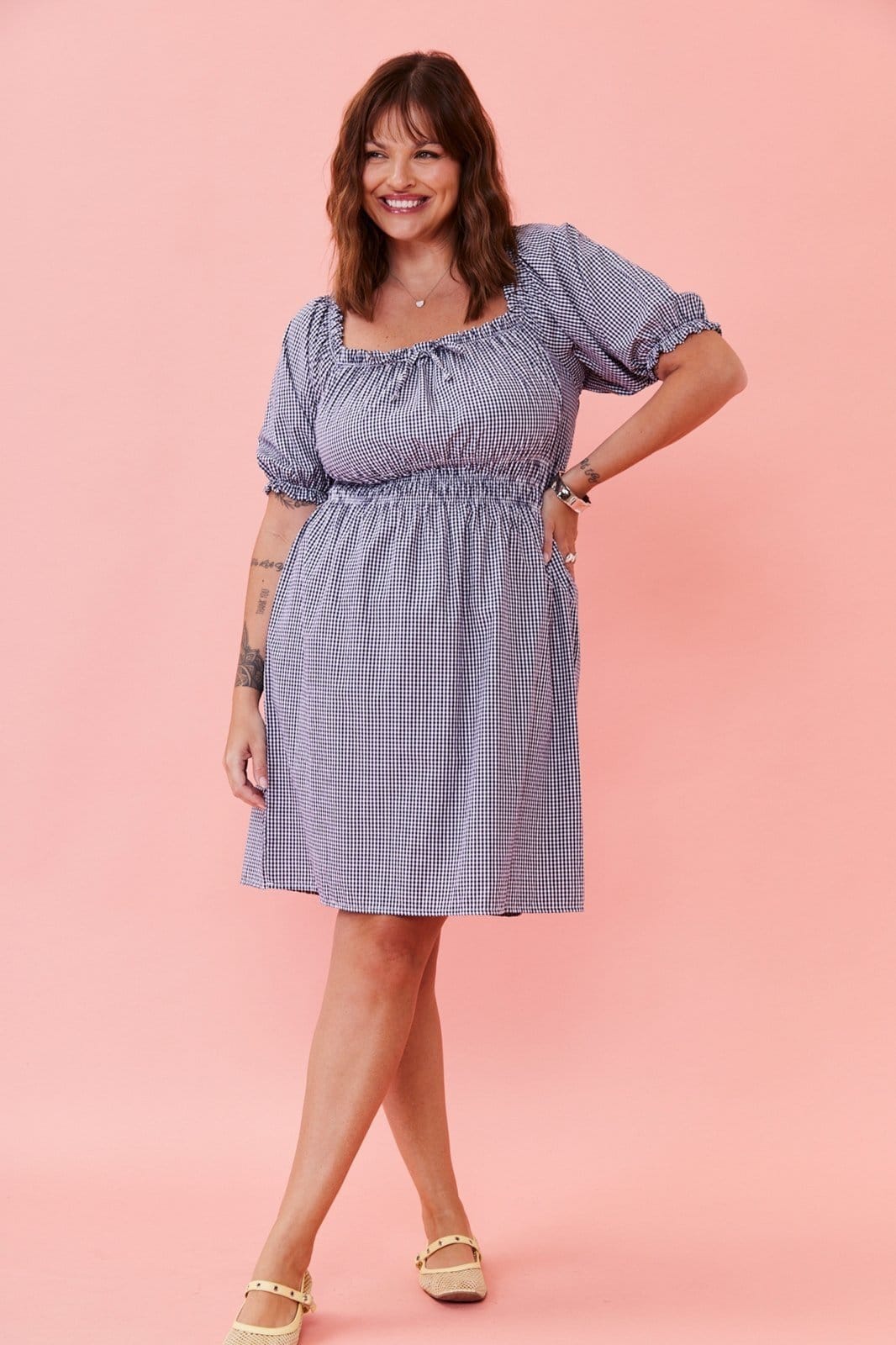 Vista 2 Vestido In Love Luane Xadrez In Love azul