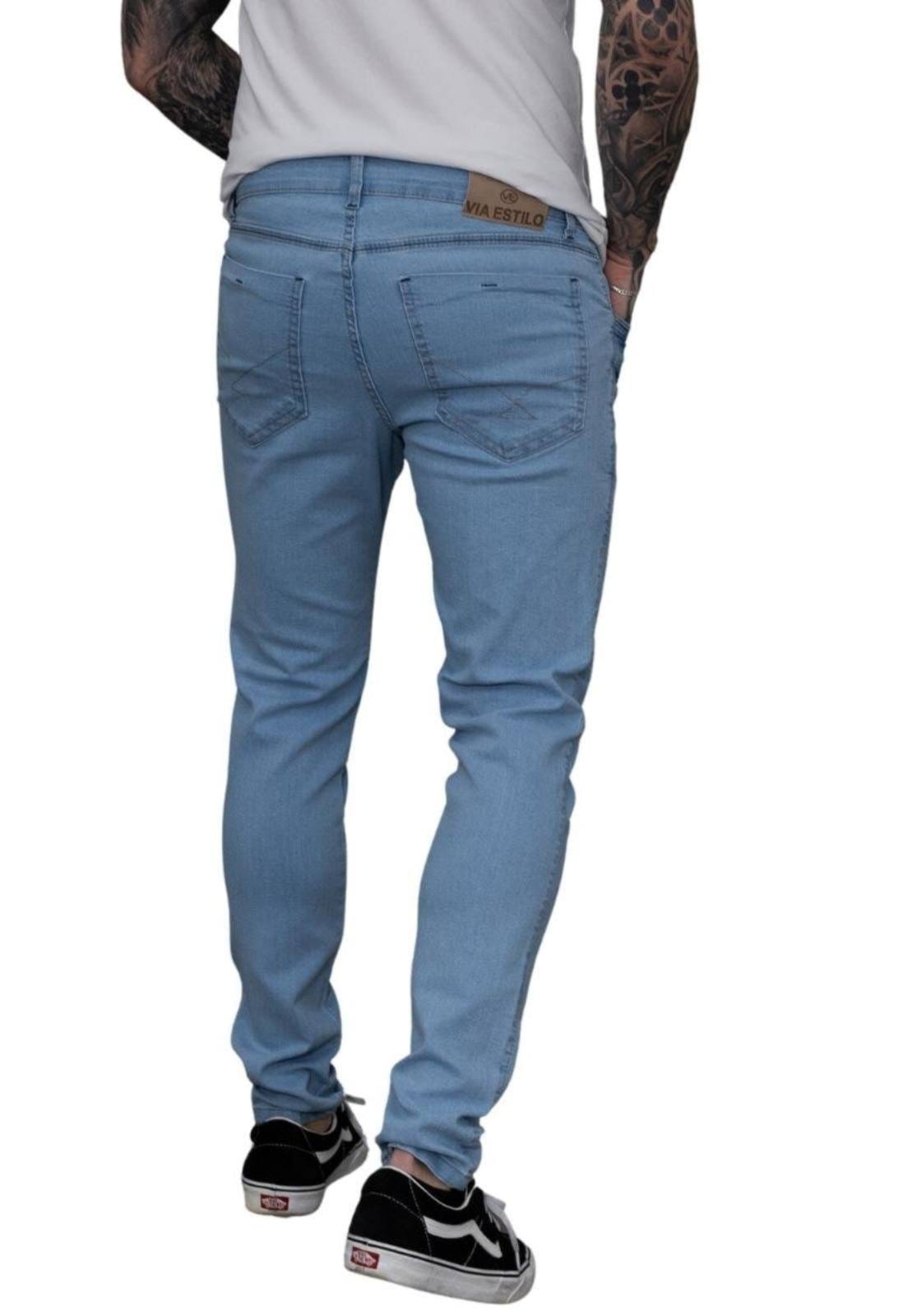 Vista 2 Calça Jeans Masculina Tempo Hábil Skinny Delave Power Claro 5 Estilo azul