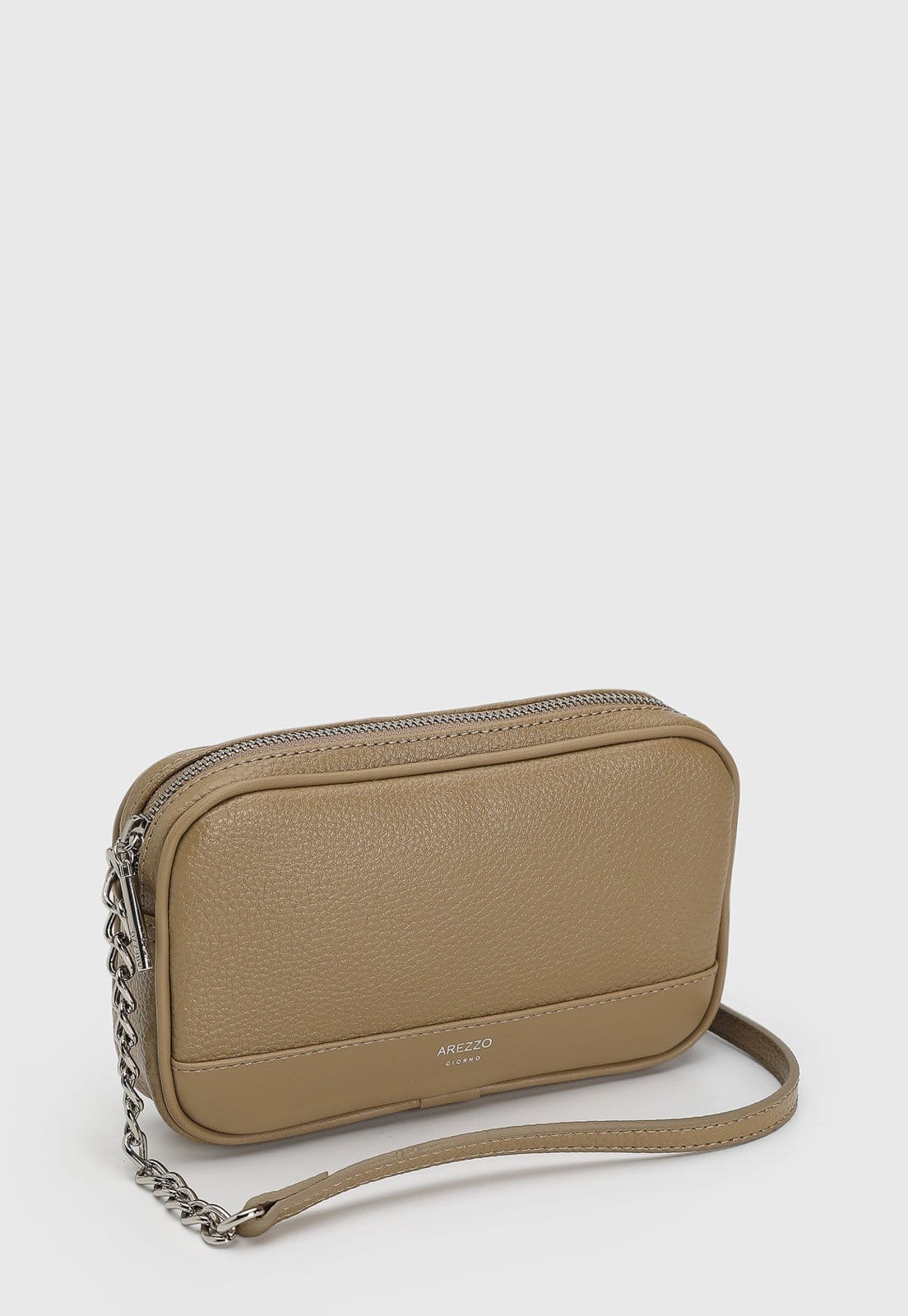 Vista 2 Bolsa Feminina Arezzo Alça Corrente Texturizada Taupe Arezzo bege