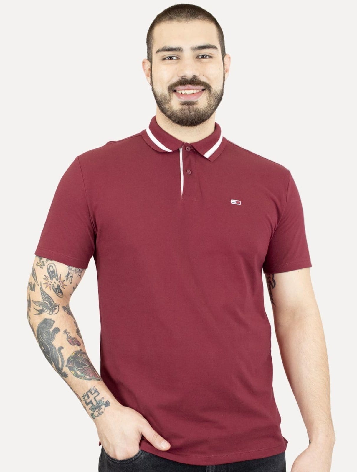 Polo Tommy Jeans Masculina Piquet Neck Branded