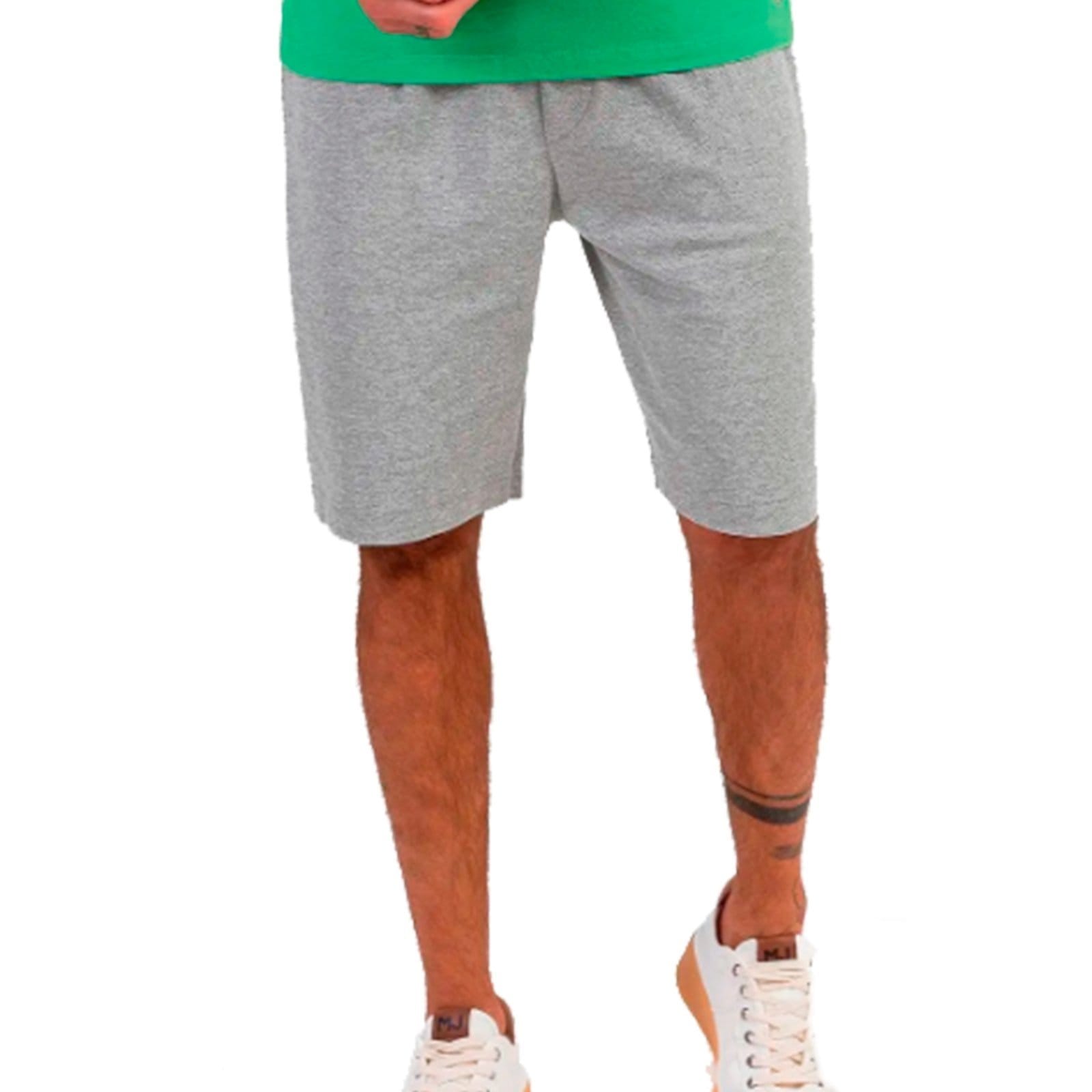 Bermuda Masculina Moletom Casual Básica Com Ajuste Elástico e Bolsos Uso Casual ou Treino Academia Mescla Claro