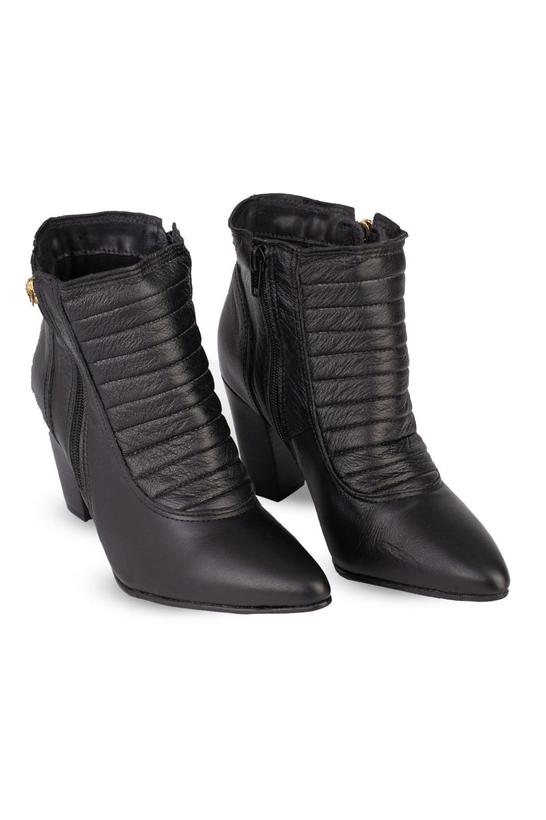 Vista 2 Bota Andrea Vinci cano médio de couro matelassê 6582 Andrea Vinci preto