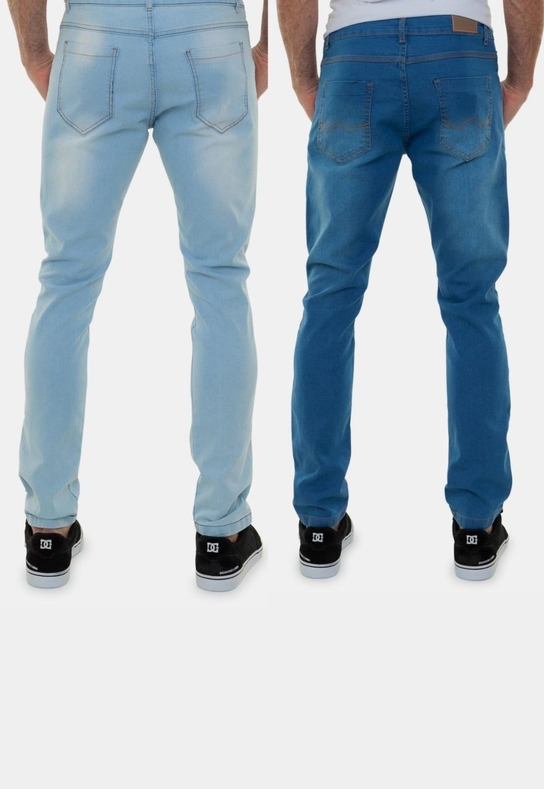 Vista 2 Kit 2 Calças Jeans Masculinas Lavagem Clara Lion Versatti Versatti Jeans azul