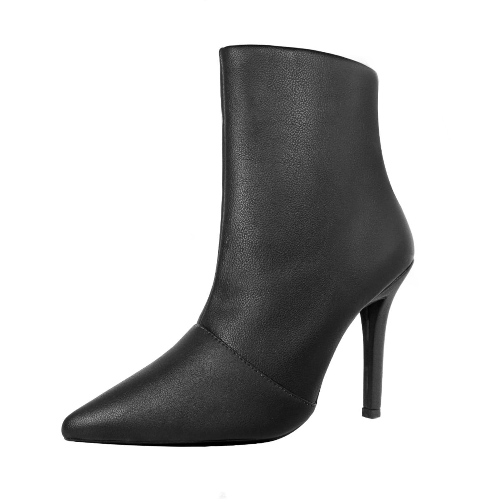 Bota Salto Alto Fino 10 cm Cano Curto Bico Fino Luiza Sobreira Preta Mod. 2256