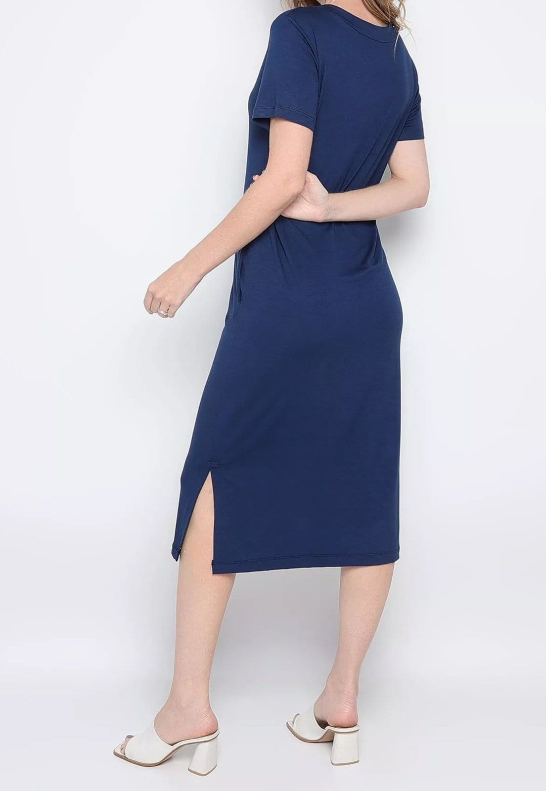 Vista 2 Vestido Maria Paes Midi de Manga Marinho Maria Paes azul marinho