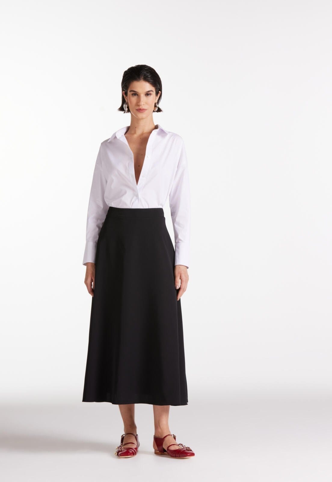 Vista 2 Saia Midi Evasê Traymon Traymon preto