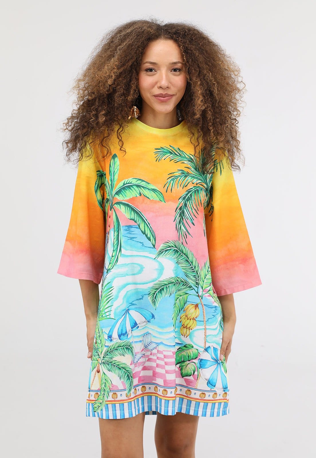 Vestido Feminino FARM Estampa Tropical Degradê