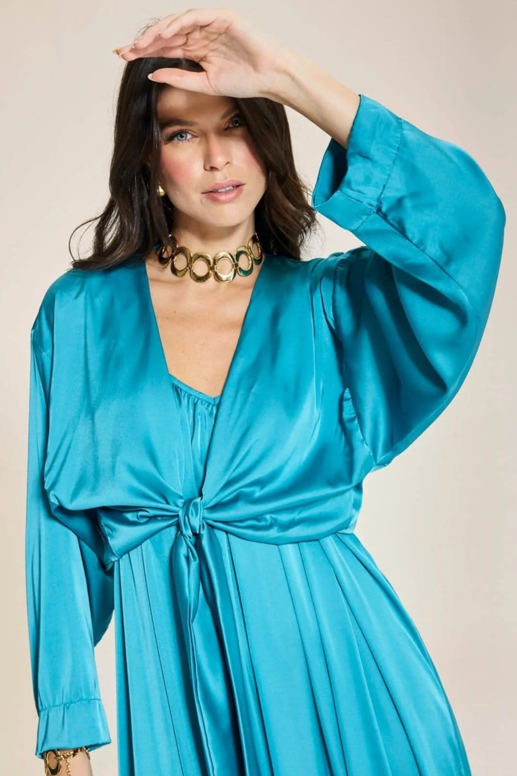 Blusa Cetim Leve Laço Glam- Maldivas