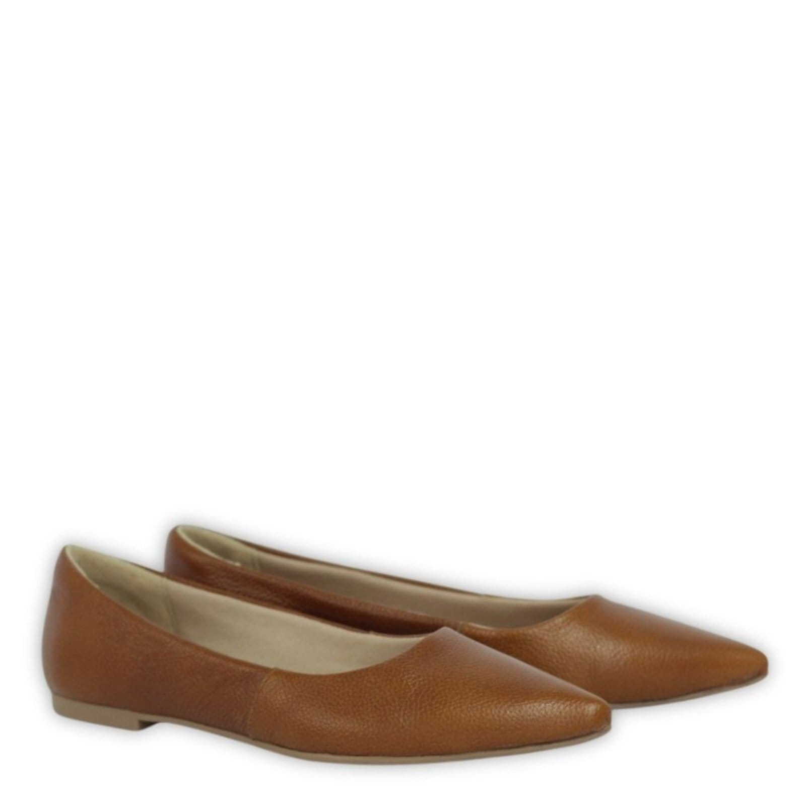 Vista 2 Sapatilha Feminina Bico Fino em Couro Salto Baixo Claro Spinelli marrom