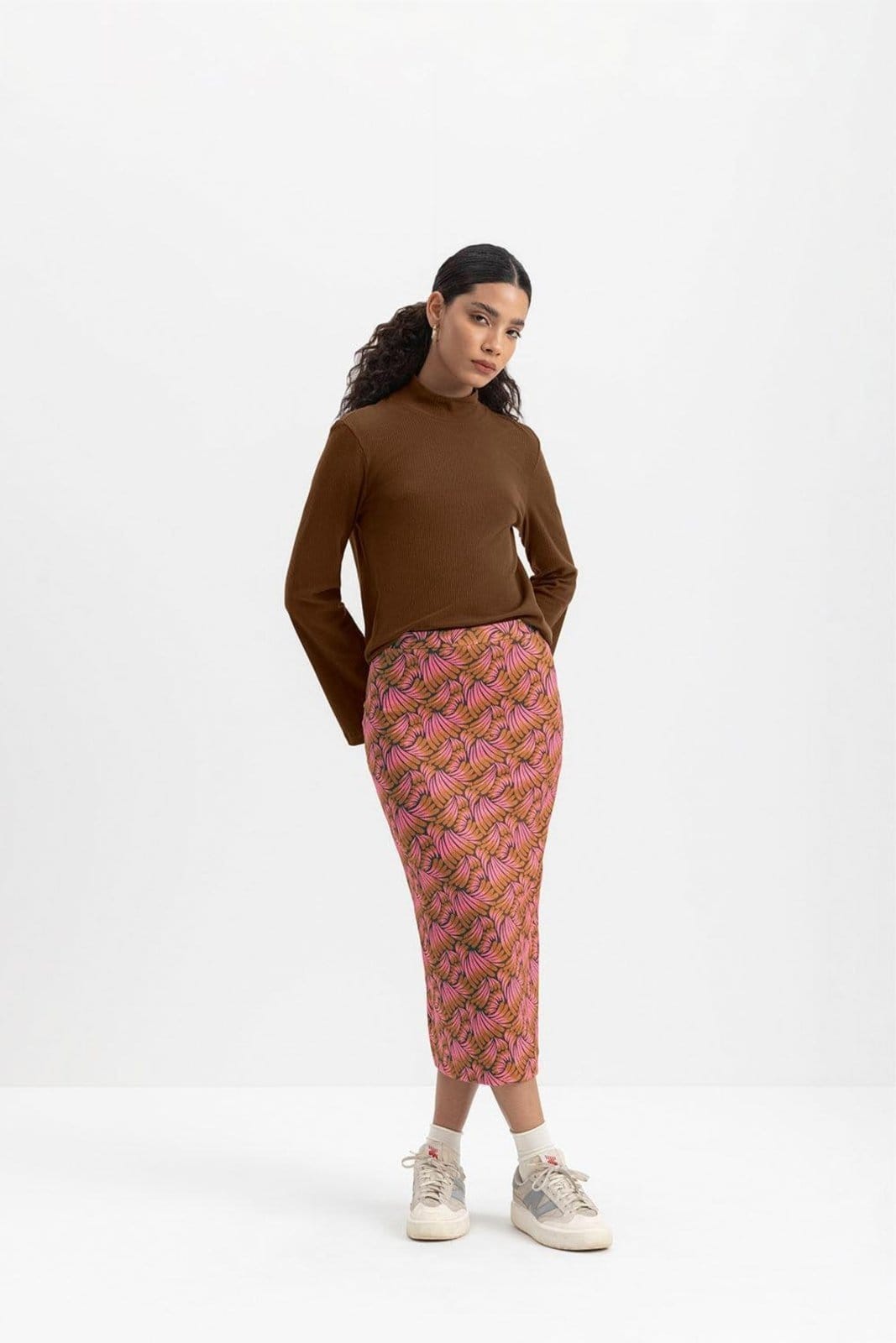 Saia Feminina Midi Em Cotton Essendi