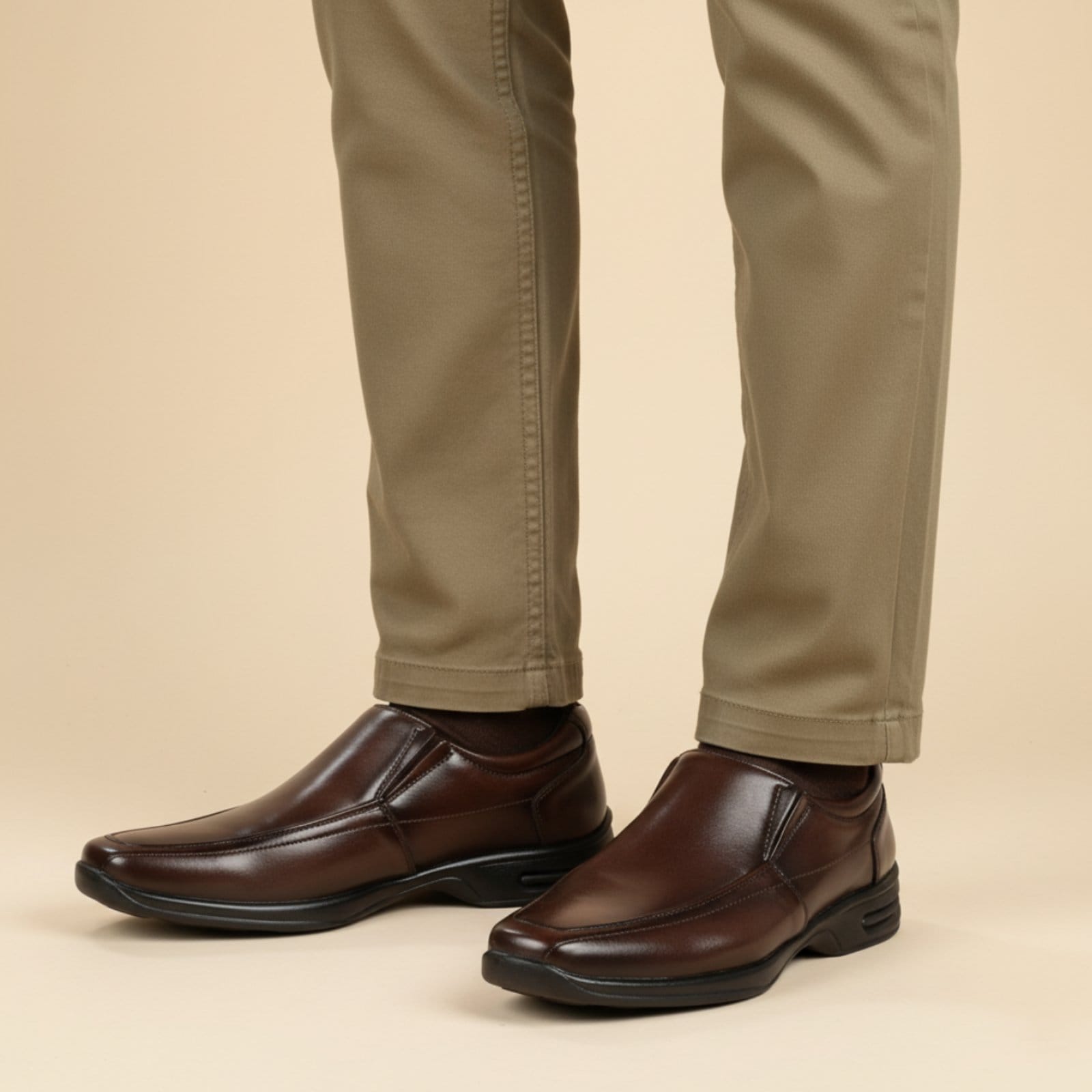 Vista 2 Sapato Social Masculino Loafer Sapatofran Ortopédico Antistress Casual Café Sapatofran marrom