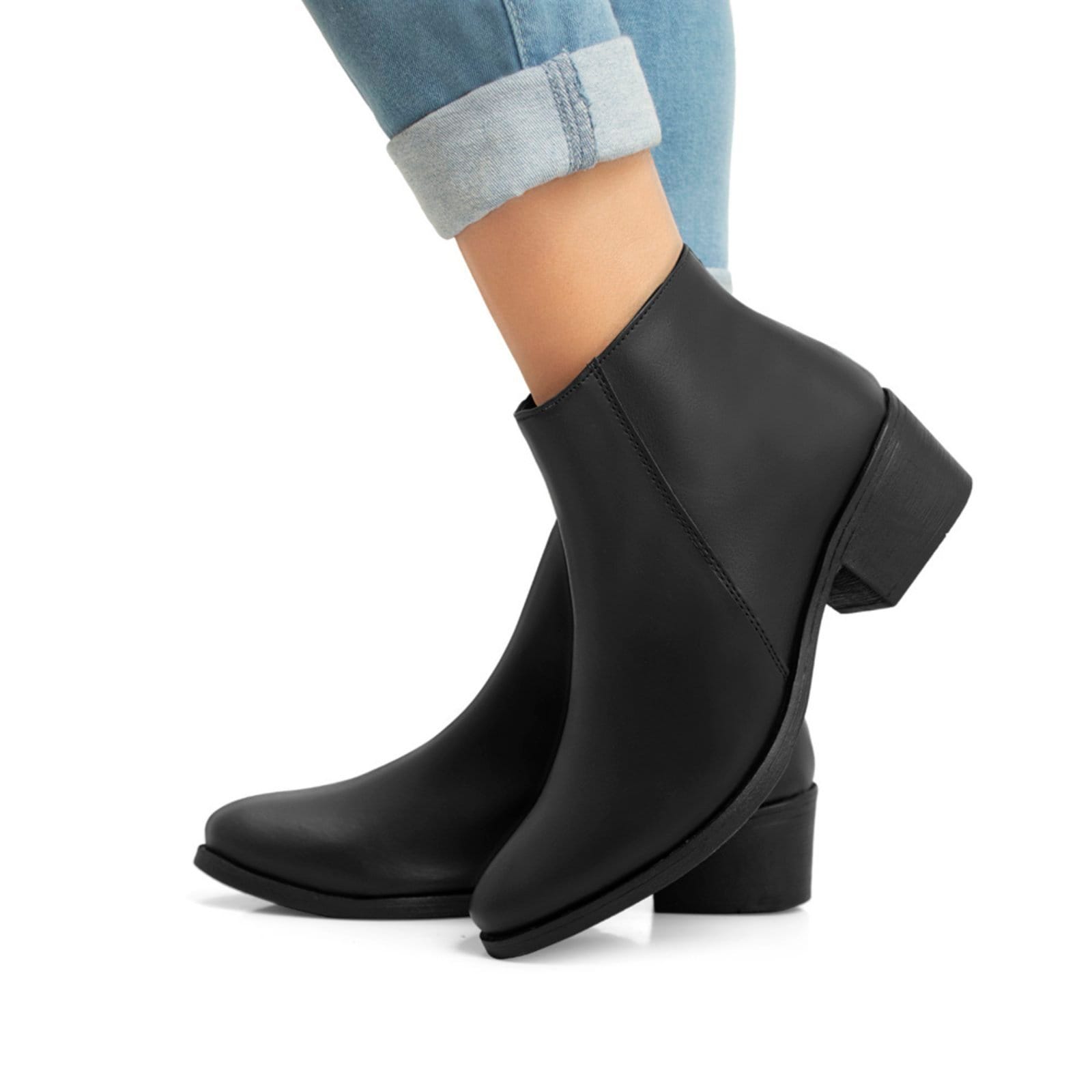 Bota Feminina Bredeni Cano Curto Coturno Com Zíper Lateral