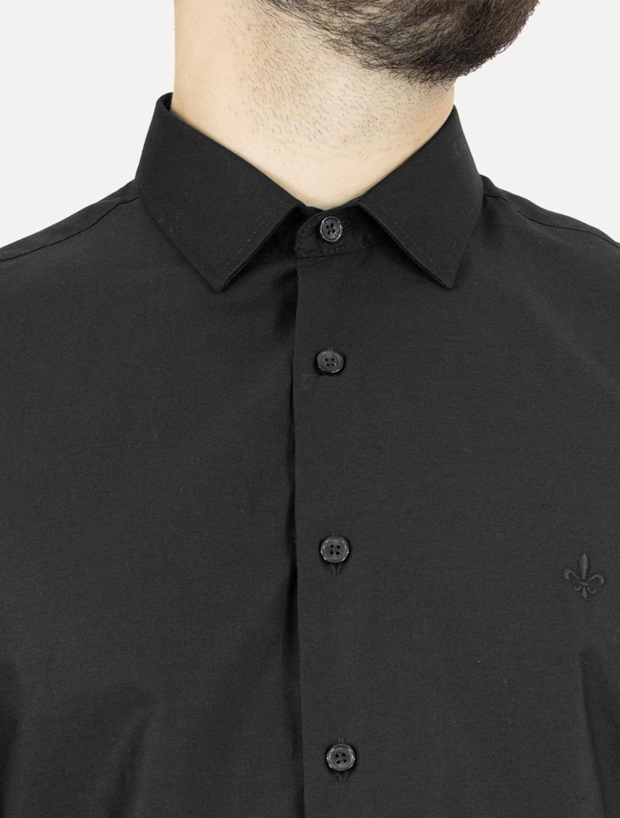 Vista 2 Camisa Dudalina Masculina Slim Superfine Cotton Dark Logo Lisa Preta Dudalina preto