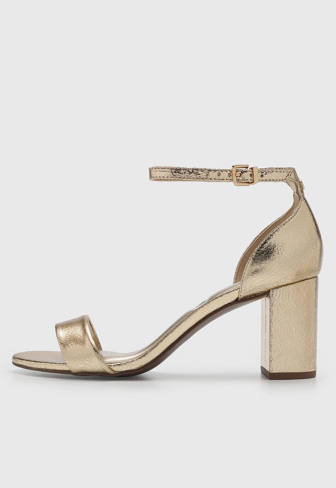 Sandália Feminina Loucos e Santos Salto Bloco Dourada