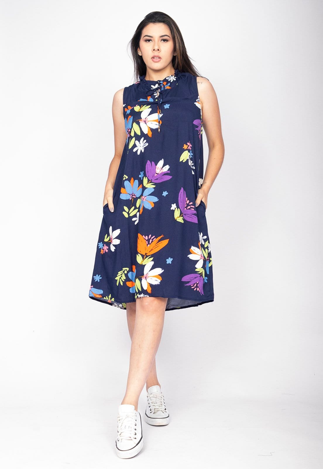 Vestido Midi Cabanafree Viscose Piaf Estampa Festa das Flores