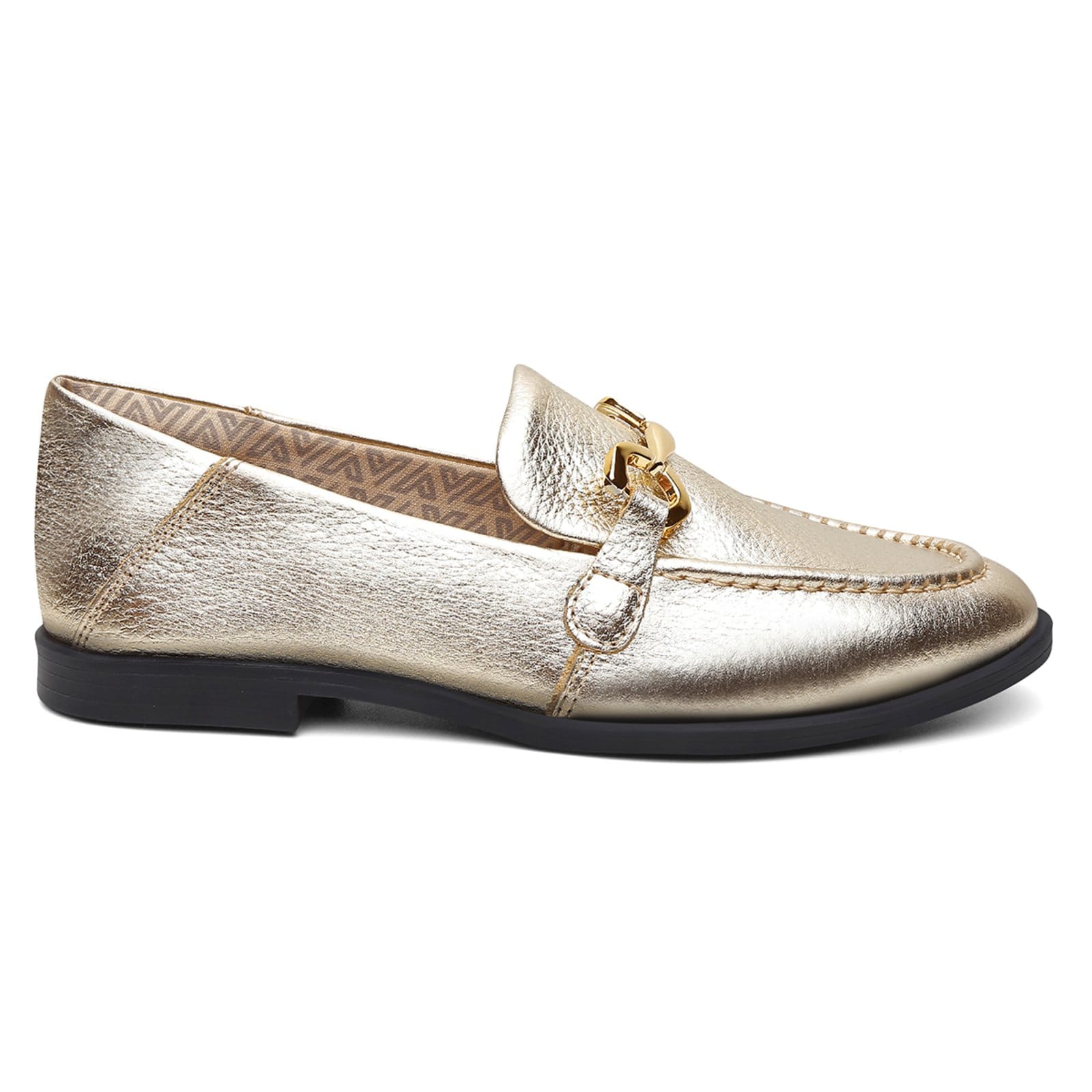 Mocassim Mara Feminino Vittal Couro Legítimo Metal Leve Macio Elegante