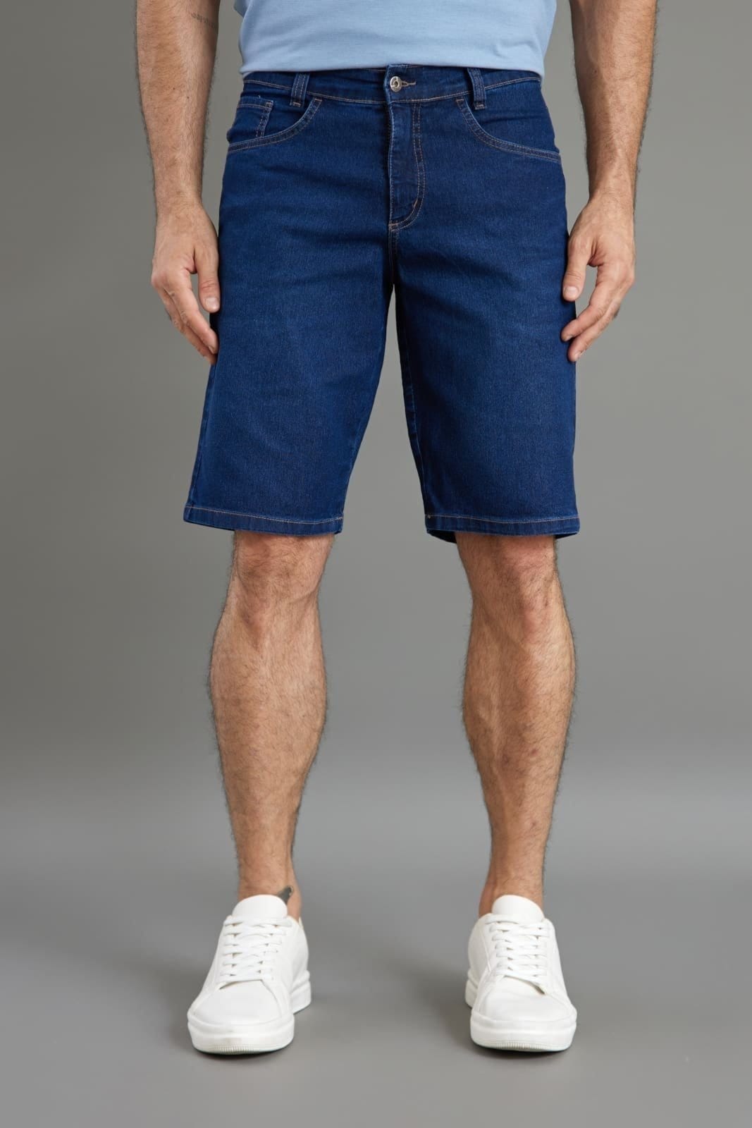 Bermuda Jeans Slim Stone Masculina Confortável e Estilosa Escuro