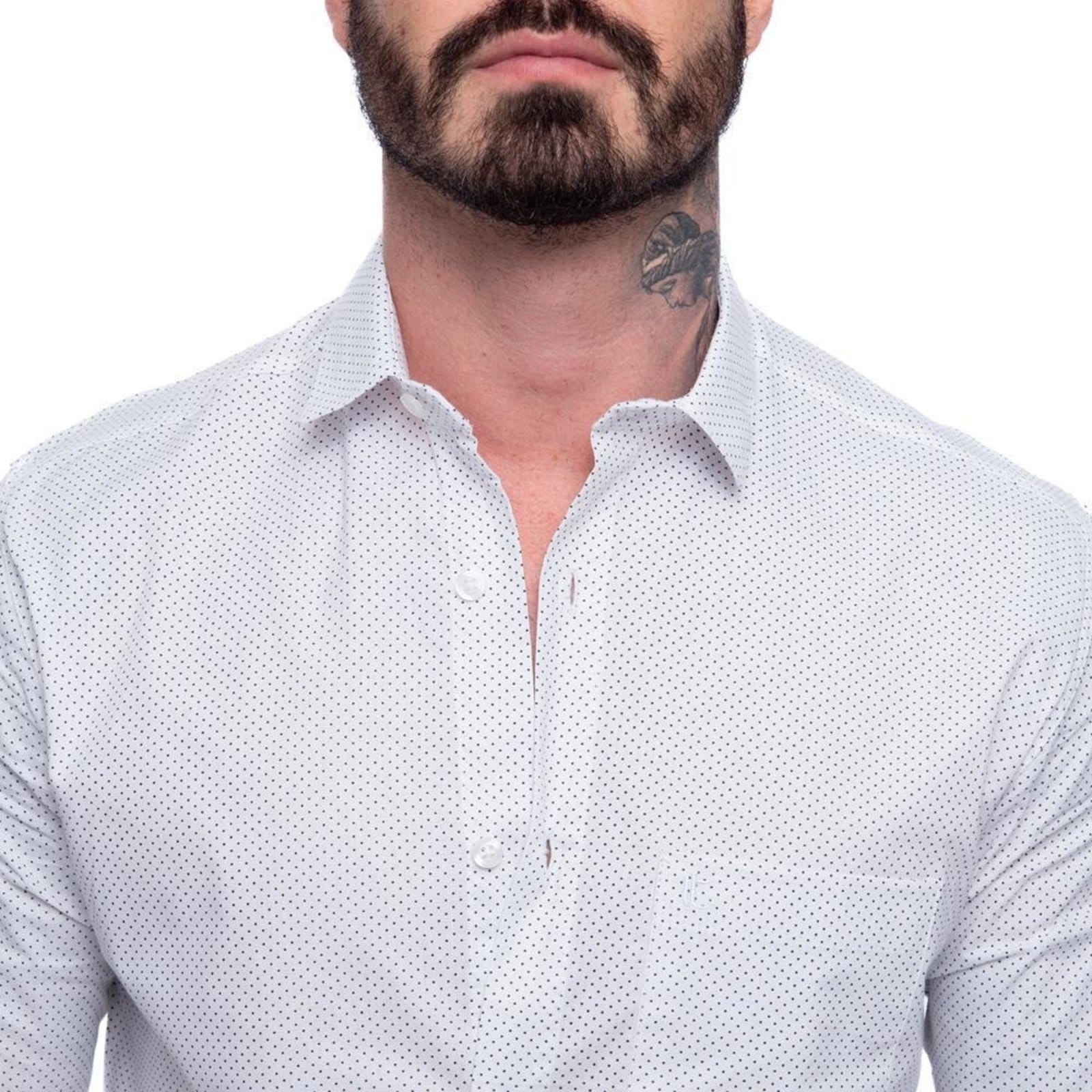 Camisa Social Slim Manga Longa Masculina Clássica Poá G - 2