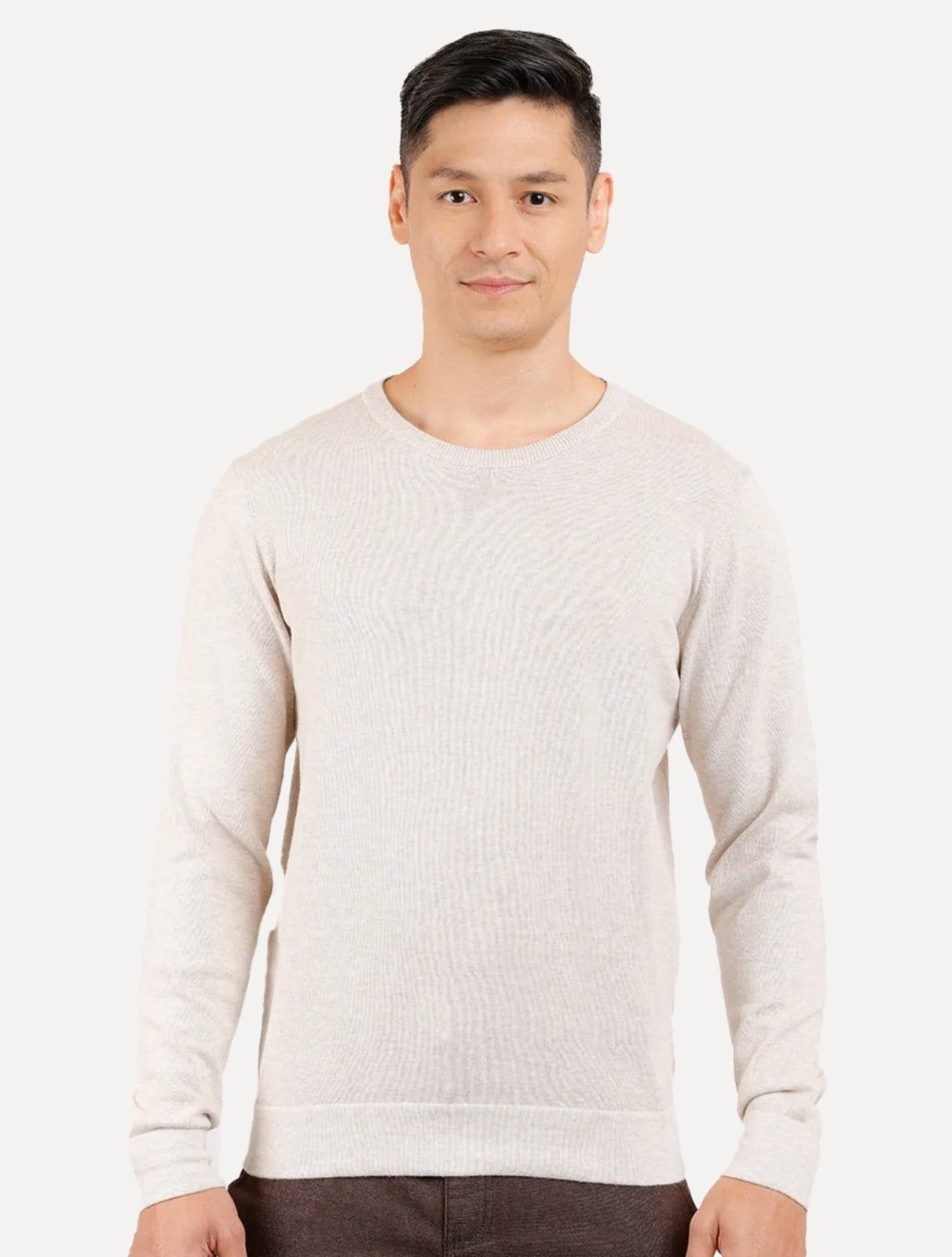 Blusa Aramis Masculina Tricot Gola Careca Areia