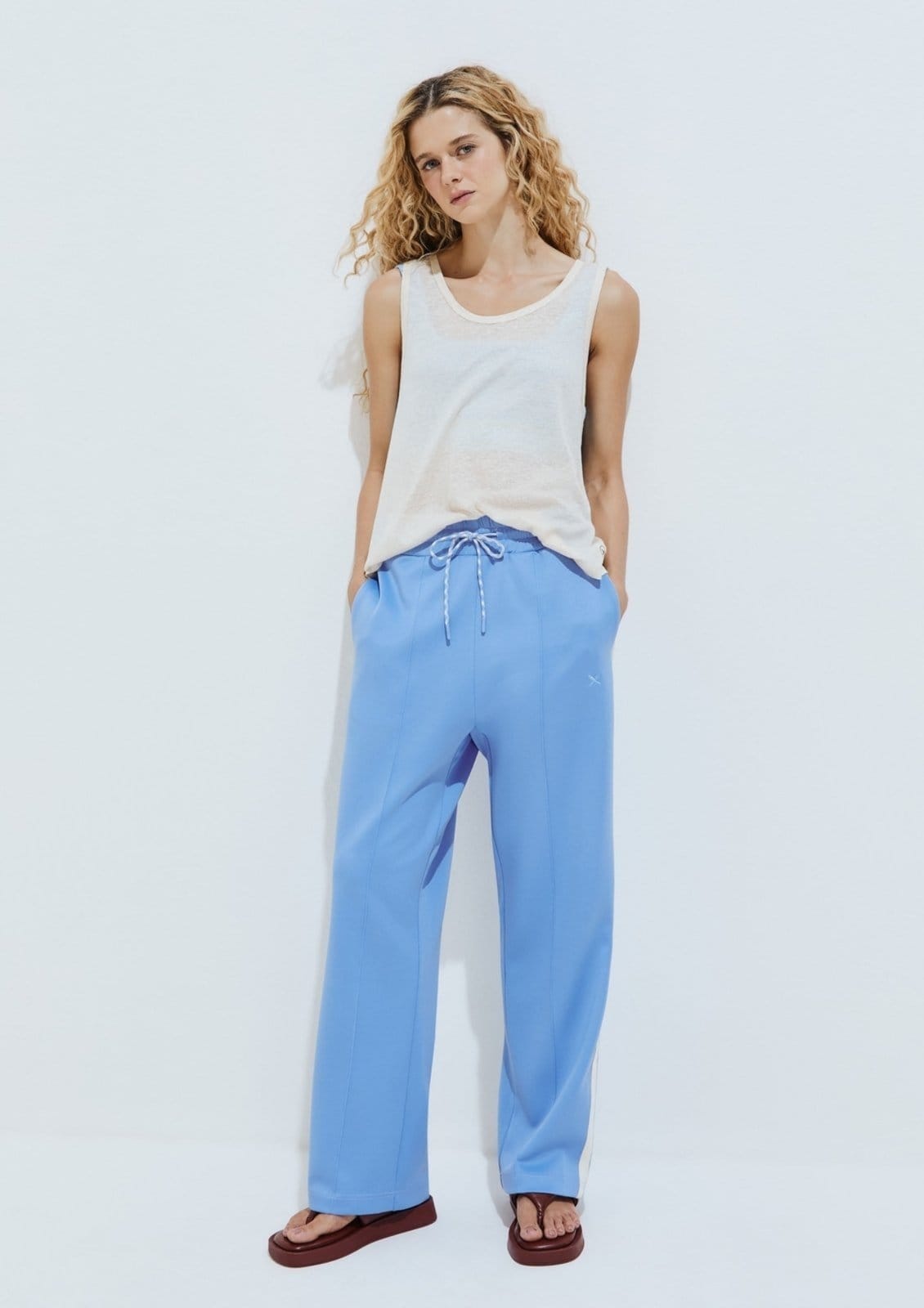 Calça Feminina 1990 Cintura Alta Com Faixa