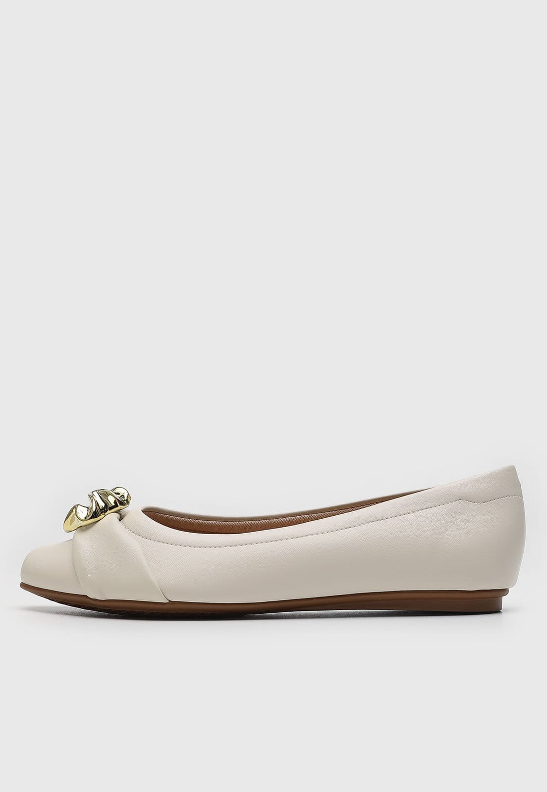 Sapatilha Feminina Beira Rio Detalhe Metálico Dourado Off-White