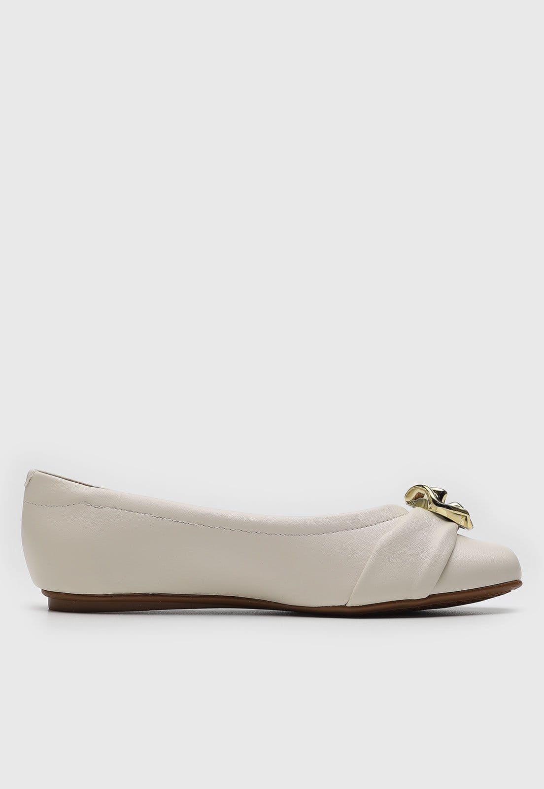 Vista 2 Sapatilha Feminina Beira Rio Detalhe Metálico Dourado Off-White BEIRA RIO off-white white