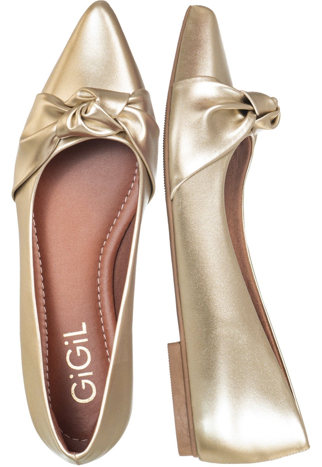 Sapatilha Bico Fino Gigil Com Nó Dourado