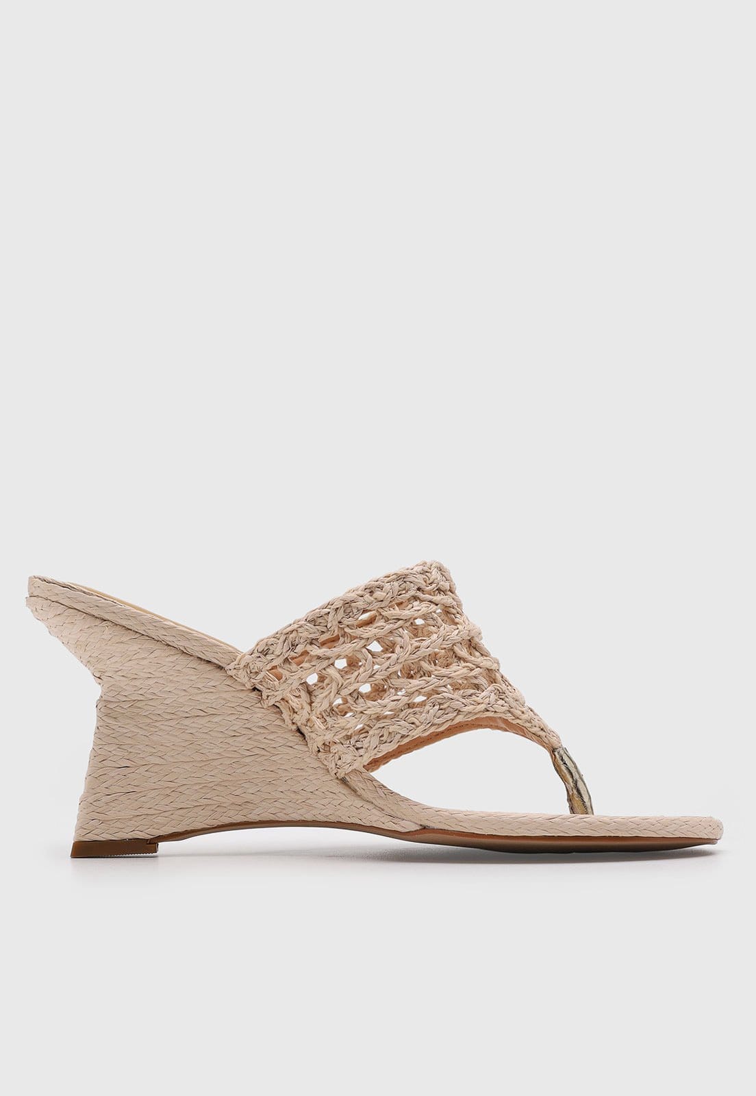 Vista 2 Sandália Feminina Luiza Barcelos Salto Anabela Palha Luiza Barcelos bege