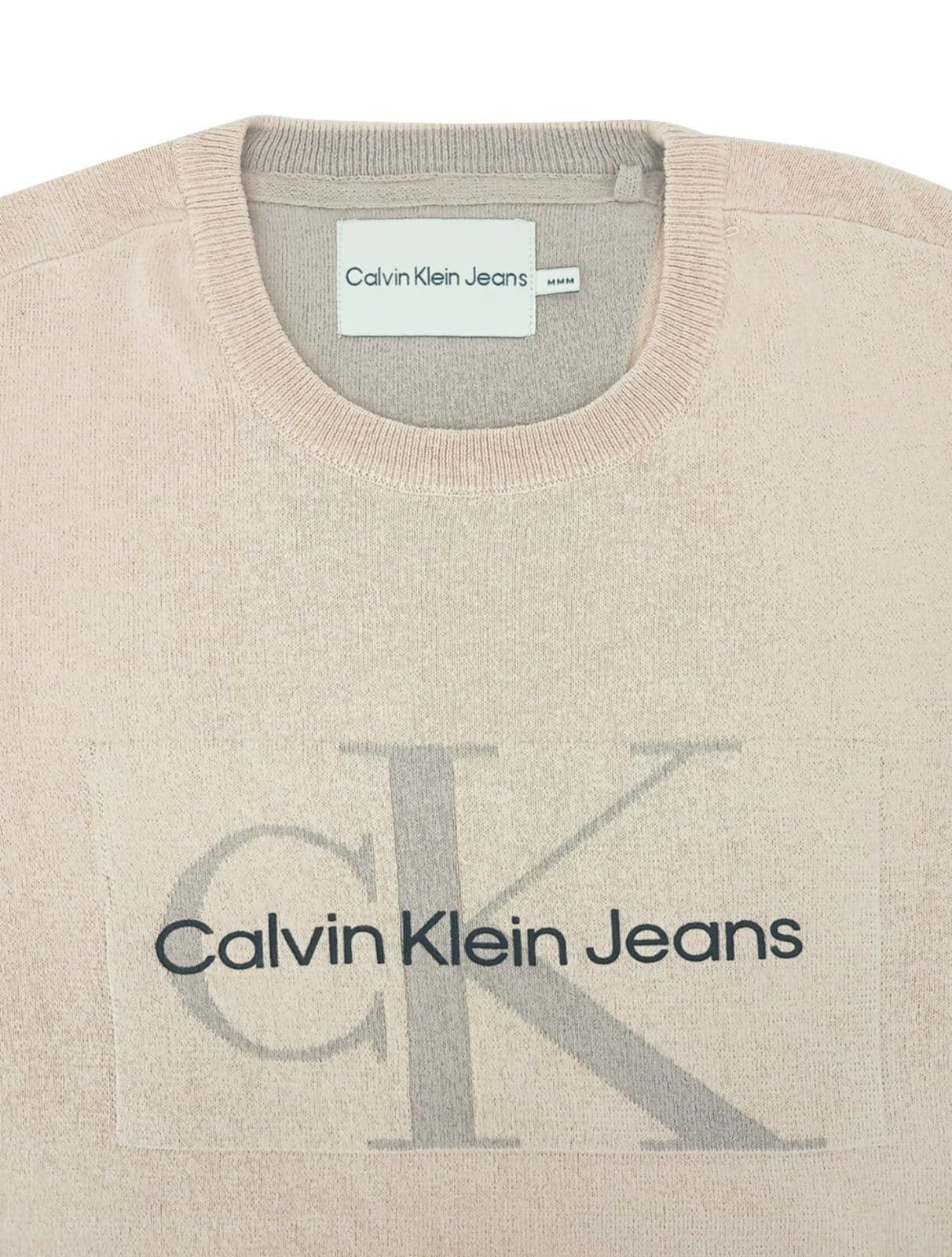 Vista 2 Suéter Calvin Klein Jeans Masculino Tricot Reissue Areia Calvin Klein bege
