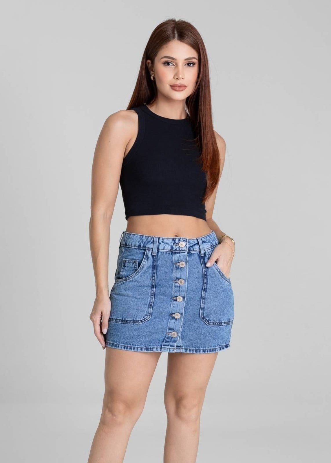 Vista 2 Saia Jeans Sawary - 281190 Sawary azul