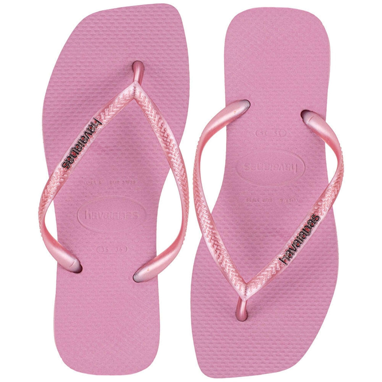 Chinelo Feminino Slim Square Logo Metallic Havaianas - 4148257 0098257 Rosa