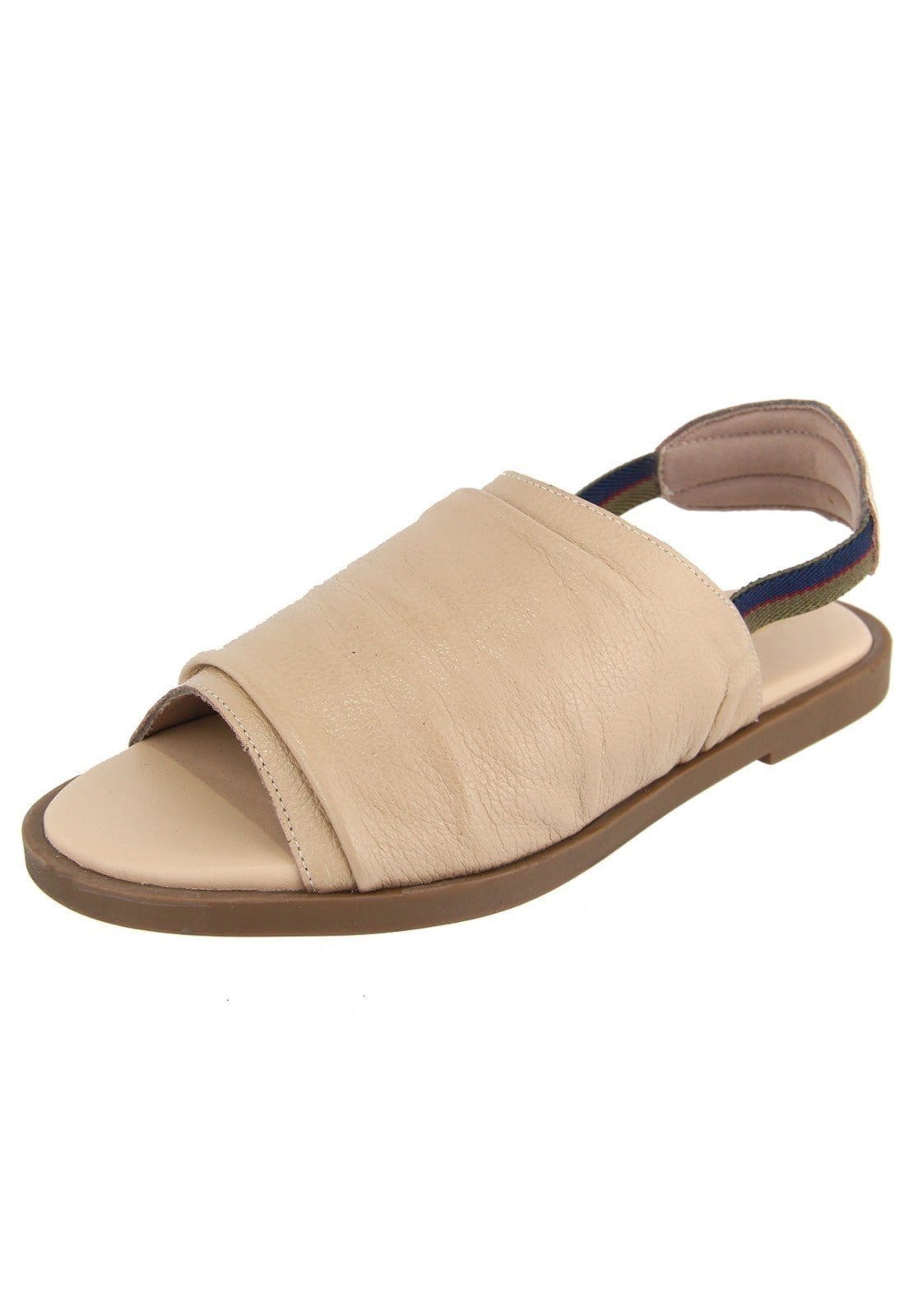 Rasteira em Couro Palmilha Extra Conforto Calce Fácil Maria Paula Amêndoa