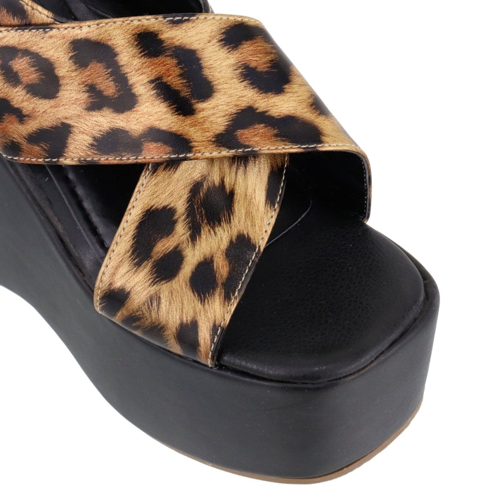 Vista 2 Sandália Feminino Anabela Plataforma 182175 Shine Flor da Pele onça