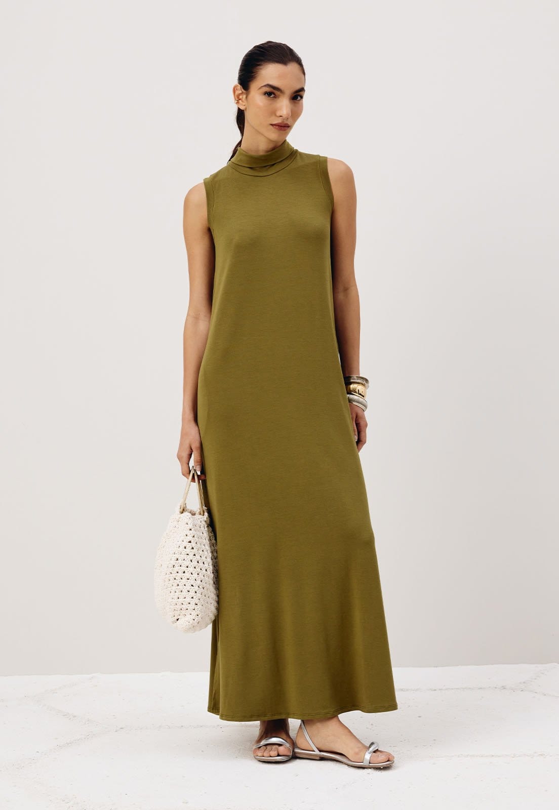 Vestido Longo Gola Alta