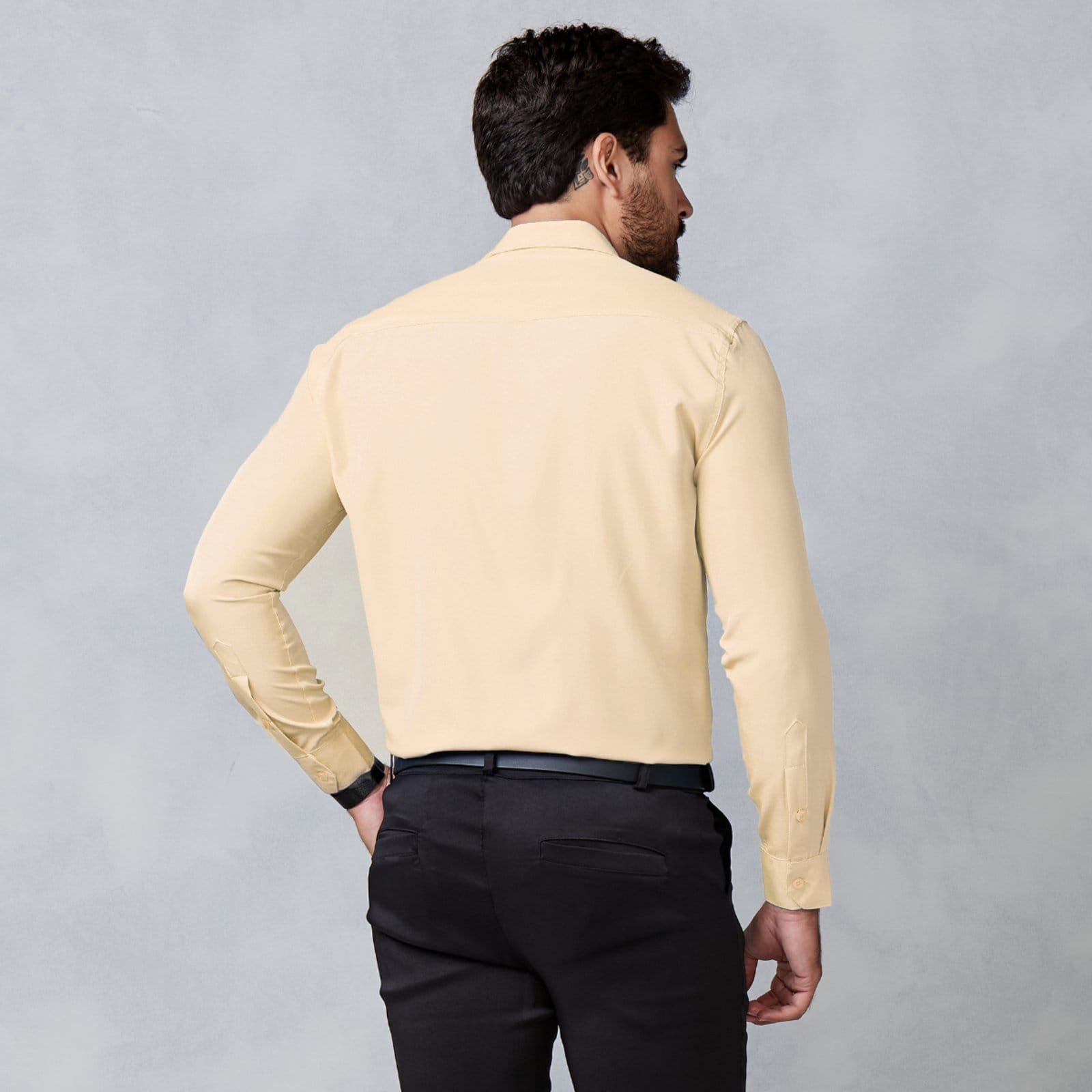 Vista 2 Camisa Social Masculina Daze Modas Manga Longa Bege Daze Modas marrom